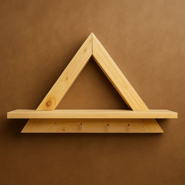 Triangle Wall Shelves – Pinewood with Keyholders
