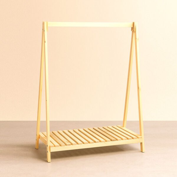 Open Closet Style Wooden Rack – wood rack for clothes with Storage Slab | Rennover