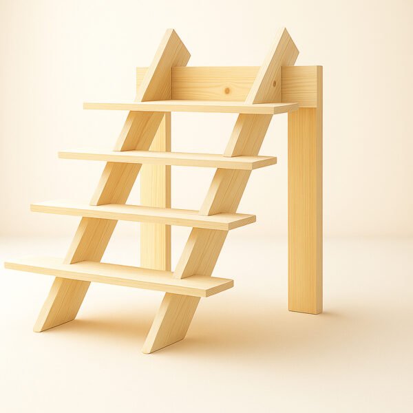 Custom Wooden Staircase Display – 4-Tier Organizer for Events & Showcases