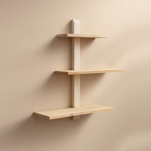 Adjustable & Detachable Pinewood Wall Shelf – Modern DIY Shelf