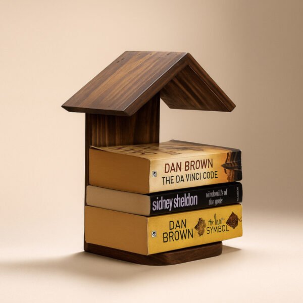 Personalized Hut-Shaped Rustic Pinewood Book Stand | Wooden Book Rest for Reading & Gifting