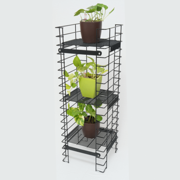 Black Shorea tall plant stand with 3 tiers