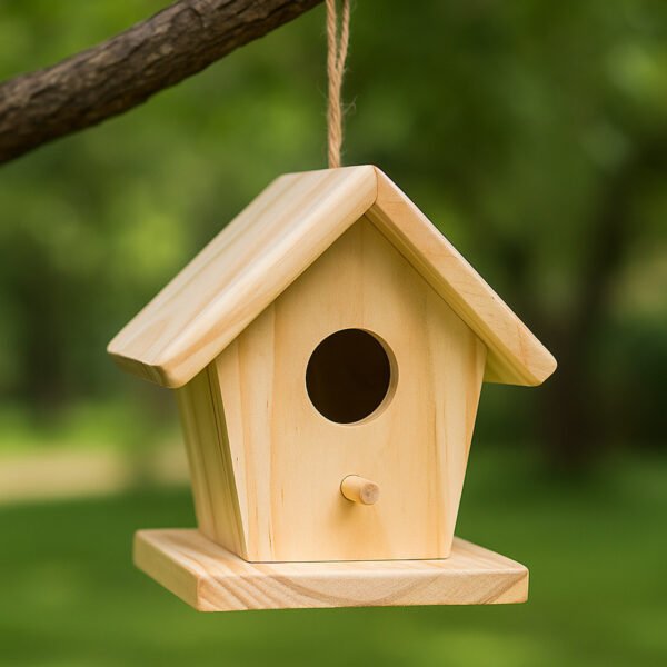 Natural Wooden Bird House – Ideal for Balcony, Garden & Outdoor Décor