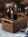 KRAYOG Nesting Wooden Crates – Rustic Stackable Storage Box with Handles, Dark Brown