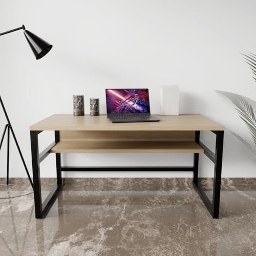KRAYOG Solid Wood & Iron Study Table – 100 cm Writing Desk for Home & Office