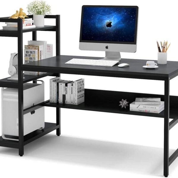 KRAYOG Ply Wood Computer Table – 150x60x75 cm Office & Study Desk, Black Finish