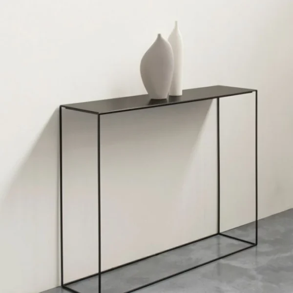 KRAYOG Minimalist Entryway Table – Steel & Sheet Metal Console with 1 Shelf (Black or White)