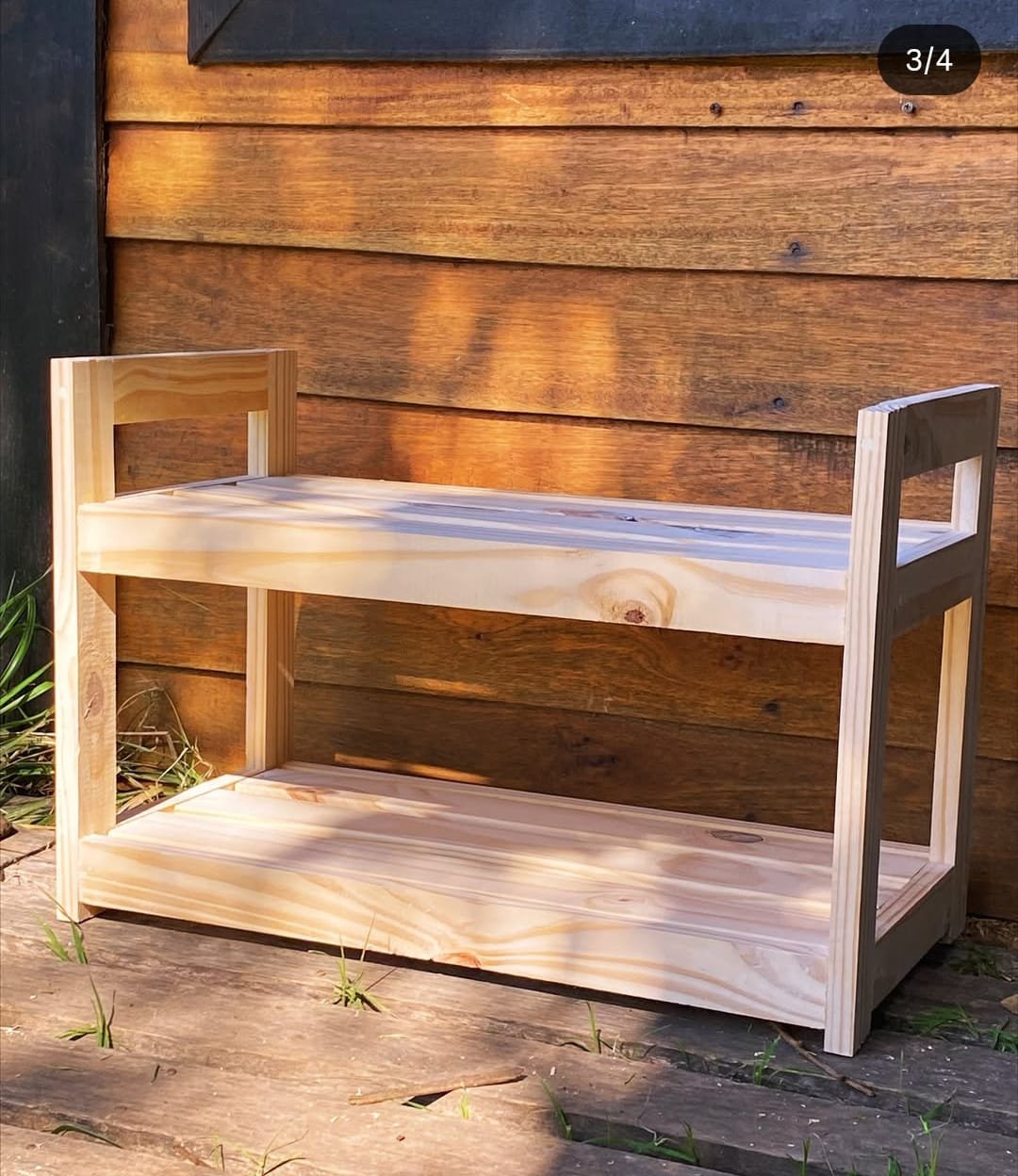 HT1-2 Handcraft Two-Level Wood Rack - Image 1