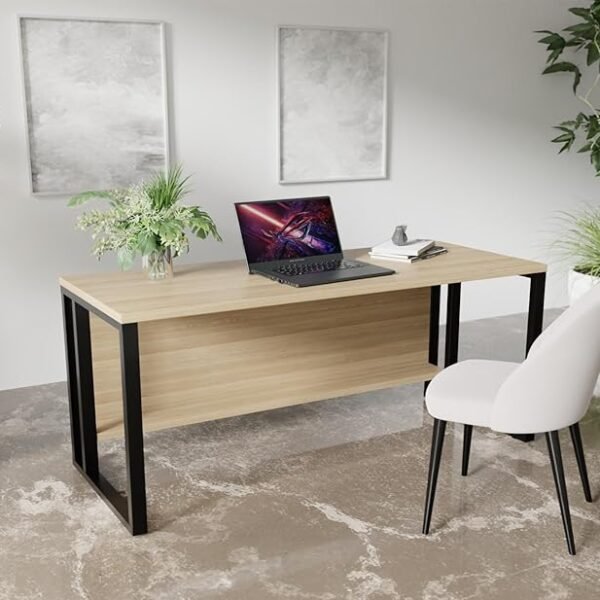 Krayog Computer Desk Home/Office Desk MDF Board with Flat Surface, Multi-Usage Laptop Desk & Home, Office, Desk Sturdy Gaming Table (Color-Beige, Size-150 X 60 X 75 CM)