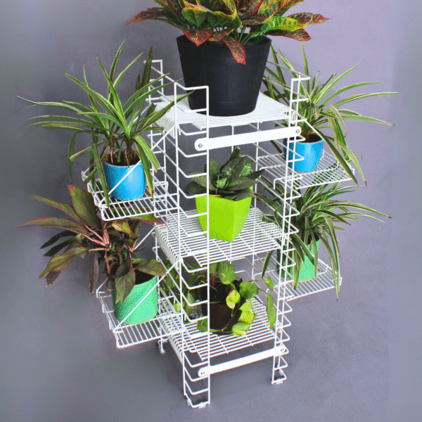 White Shorea Plus tall plant stand