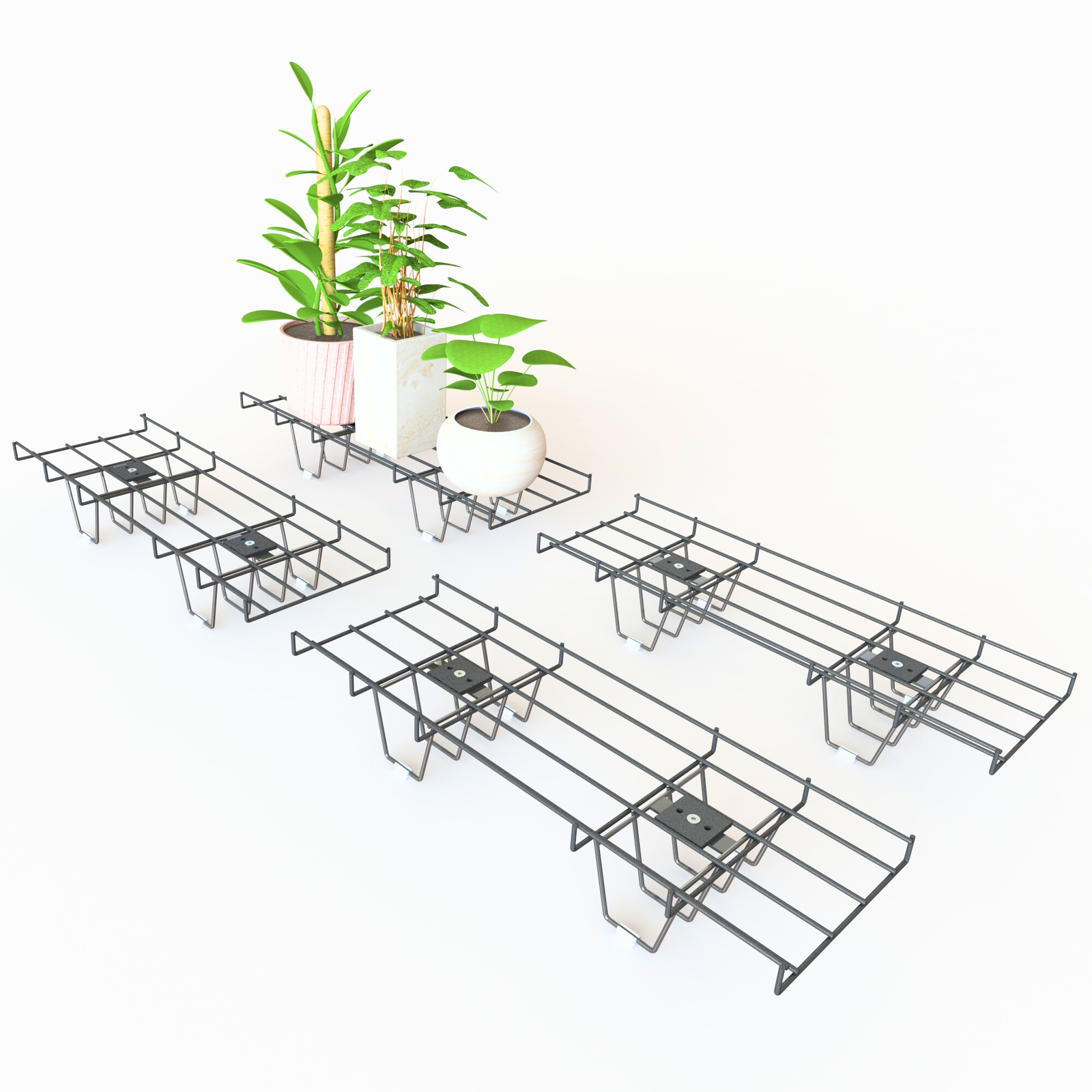 SORBUS_Black_top_Black_legs_set_of_4_1.png Black Sorbus Plant stand (pack of 4) - Image 1