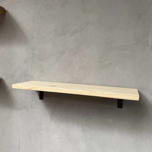 Minimalist Wood Floating Shelf with Black Brackets