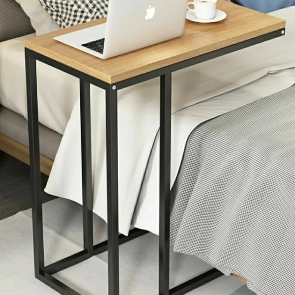 KRAYOG Industrial Side Table – Solid Wood & Iron Accent Table, Minimalist Modern Design