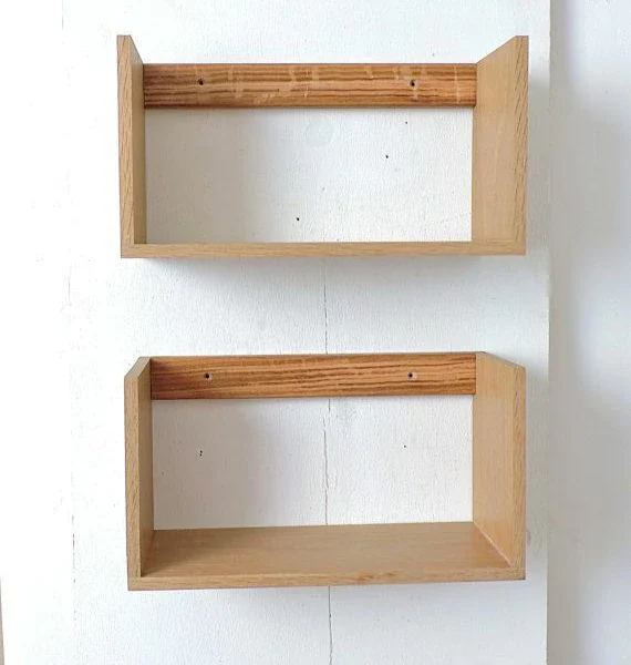 KRAYOG Solid Wood Wall Shelf “Huapi” – 40cm Floating Display Rack, Oak Finish