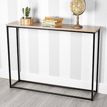 KRAYOG Industrial Breakfast Bar Table – Pine Wood Top with Metal Frame, 100x30 cm