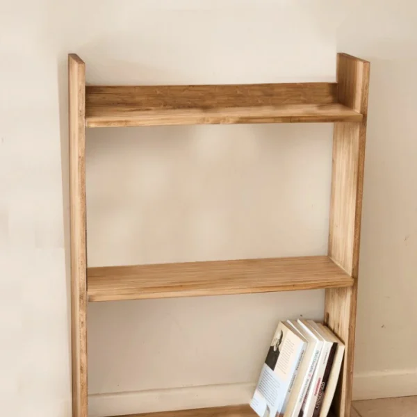 KRAYOG Wooden Bookshelf “Ostende” – Solid Mango Display Shelf, Natural Finish (65x90x20 cm)