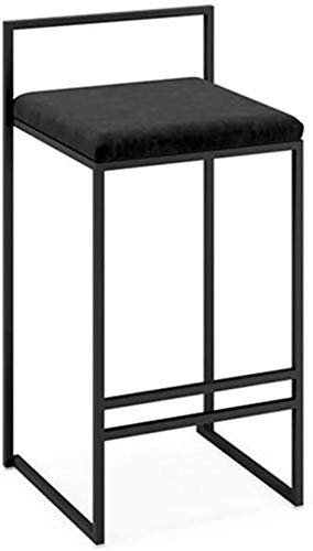 Krayog Bar Stool (Black) Counter high Stool with Velvet Cushion Breakfast Chair Suitable for Bars, cafes, Kitchens Metal Counter Chair (Color : Black, Size : 66cm/26in) - Made in India