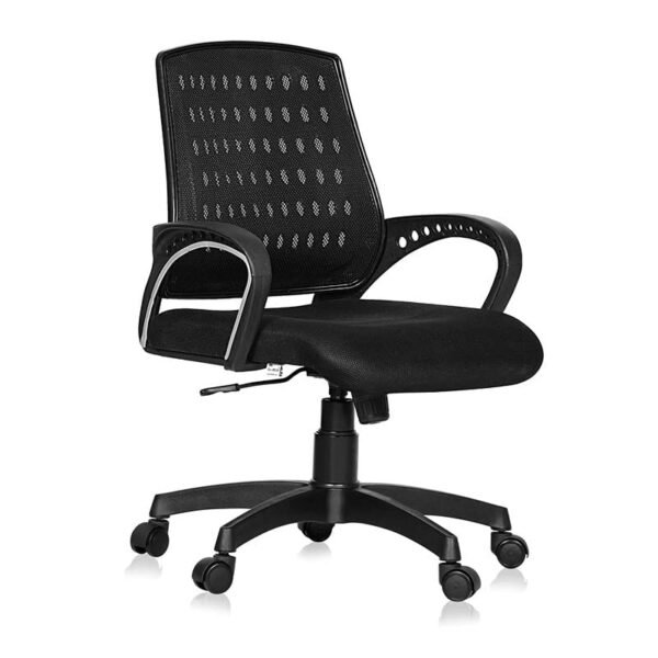 Krayog Mesh Mid-Back Ergonomic Office Chair/Study Chair/Revolving Chair/Computer Chair for Work from Home Metal Base Chair [Black]