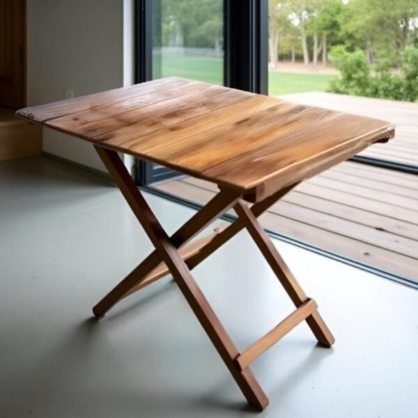 Krayog Mango Wood Folding Table - Handmade and Rectangular Design Honey Finish - Portable, Durable, Elegant Finish - Suitable for Home Decor, Indoor and Outdoor Use (32 X 24 X 28 inches)