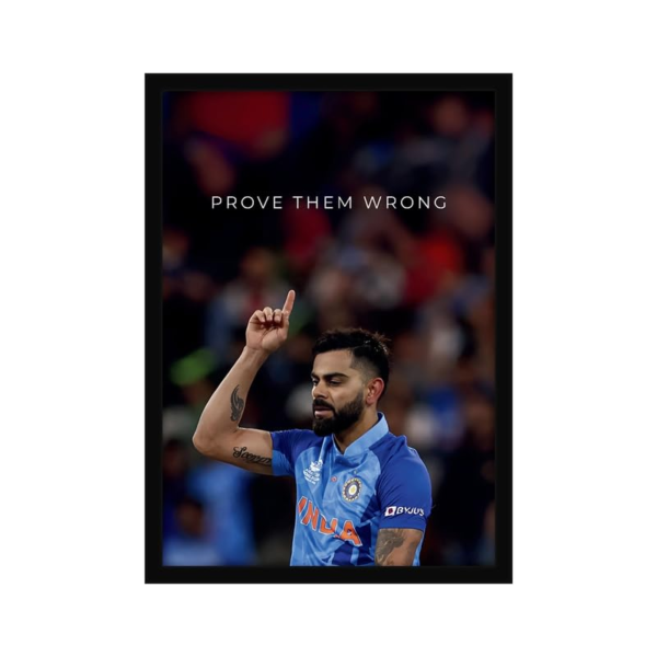 KRAYOG Inspirational VK Cricket Champion Poster Frame | Premium A4 Framed Motivational Wall Art for Bedroom, Office & Gaming Room | Dynamic Sports Décor for Cricket Lovers, Athletes & Achievers