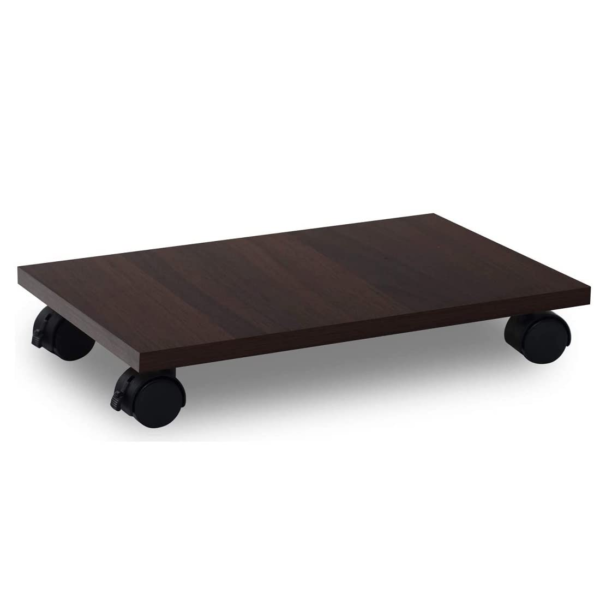 KRAYOG Heavy Duty Wooden CPU Trolley Stand with Lockable Wheels – Desktop Computer Tower Holder (Wenge Finish, 15.75 x 9.06 Inches)