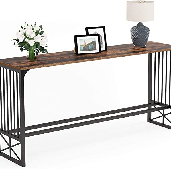 KRAYOG Console Table for Entryway & Living Room | 120 cm Long Narrow Hallway Table | Rustic Finish | DIY Engineered Wood Design