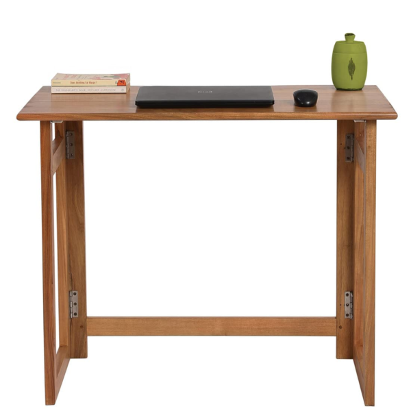 KRAYOG Solid Wood Folding Study Table for Laptop, Computer & Writing – Space-Saving Foldable Desk for Home & Office | Sleek Natural Finish in Acacia Wood | Easy to Store DIY Model