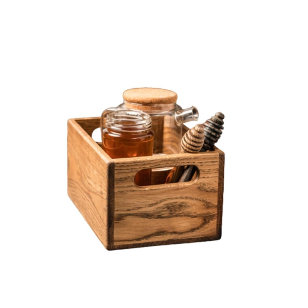 KRAYOG Rustic Wooden Utensil Organizer – Brown Kitchen Cutlery Holder & Countertop Silverware Caddy