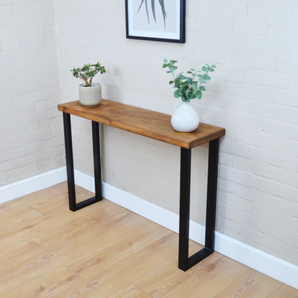 KRAYOG **Solid Sheesham Wood Console Table – 70W x 23D x 88H cm | Industrial Modern Design for Bedroom, Living Room & Entryway | 30mm Thick Tabletop | Stylish & Functional Accent Table**