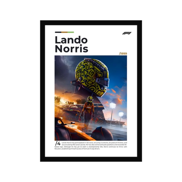 KRAYOG Formula Racing McLerean Poster Frame | Premium A4 Framed Wall Art for Bedroom, Office & Gaming Setup | Elite Motorsport-Inspired Tribute Décor for Racing Fans