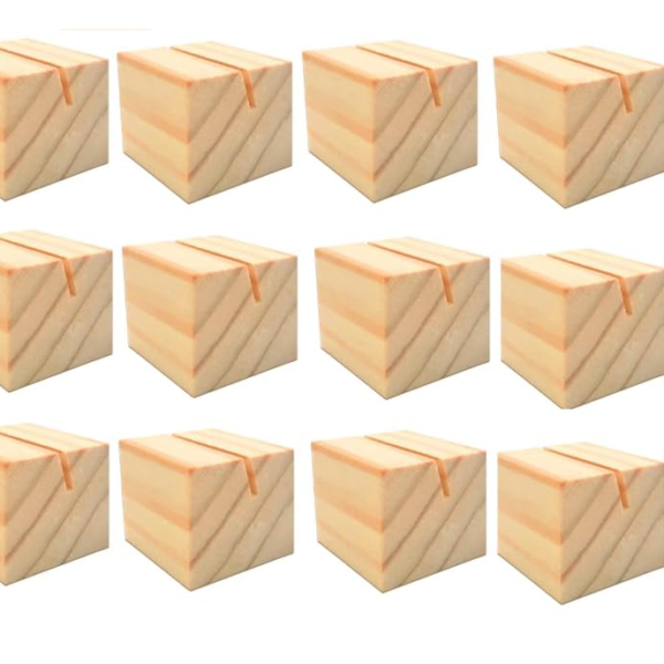 KRAYOG  Wooden Place Card Holders & Table Number Stands (2 x 1.5 x 1.5 Inches) – Photo & Business Card Display for Desk, Dining, Events, Restaurants & Home Parties (Set of 8)**