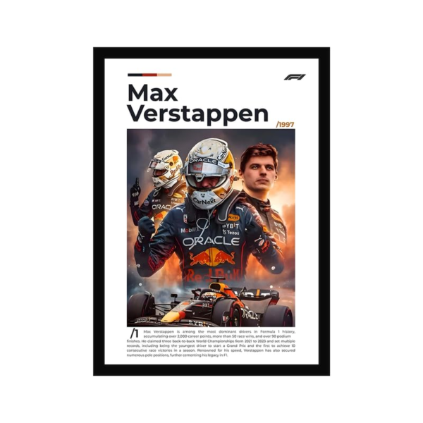 KRAYOG Champion MAX Poster Frame | Premium A4 Framed Wall Art for Bedroom, Office & Gaming Setup | High-Energy Motorsport-Inspired Tribute Décor for Racing Fans