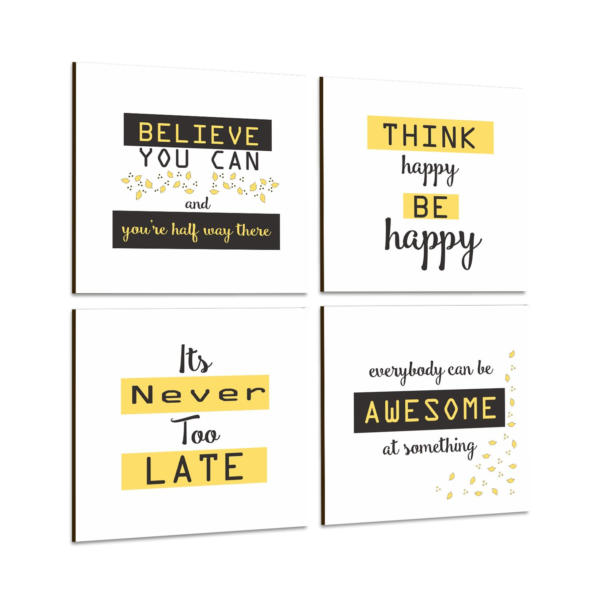 KRAYOG Motivational Wall Art Poster Set – 4 Framed Prints, 10" x 10" (Style G)