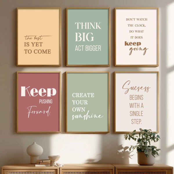 KRAYOG Inspirational Quotes Wall Frames – Motivational Photo Frames for Wall Décor – Framed Quote Posters for Home, Room & Office – Set of 6 (Art 11, 10x13 Inches)