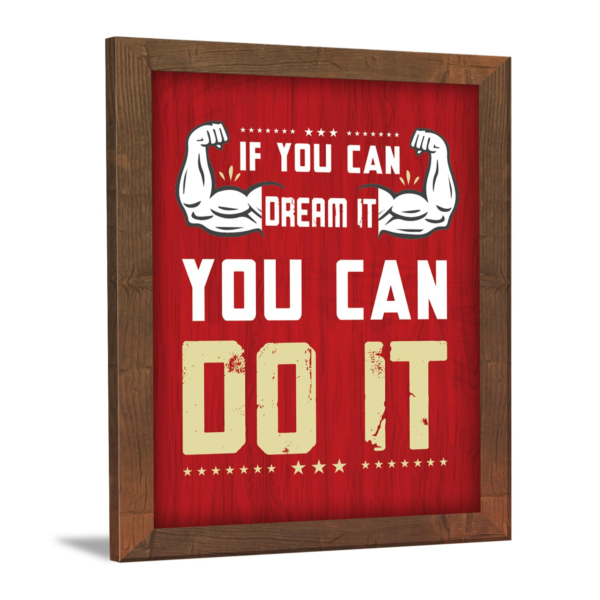 KRAYOG Gym Motivational Wall Frame 9” x 13.5” – Brown Wooden Finish | Inspirational Fitness Quote Wall Art for Gym Room, Home & Office | Acrylic Protected Frame | Ready to Hang (Theme 16)