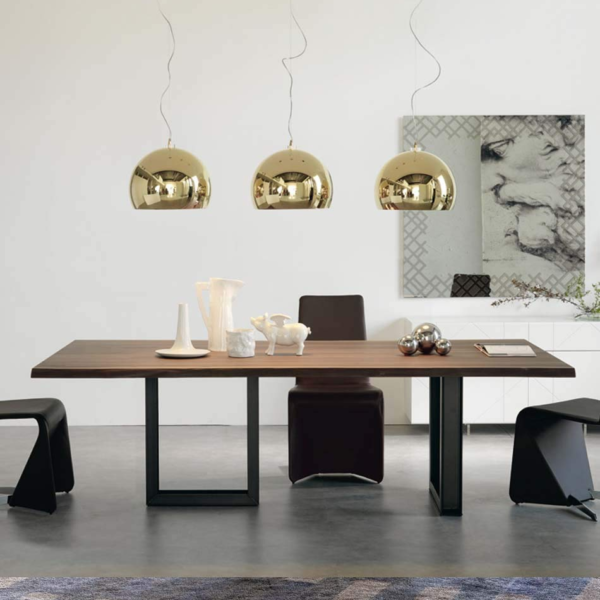 KRAYOG Wooden 6-Seater Dining Table Only – 69 x 28 Inch Rectangular Table | Walnut Finish Top with Black Metal Base Legs | Ideal for Home, Office, Hotel & Restaurant (Sigma Design)