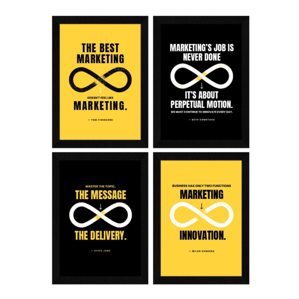 KRAYOG Business Sales & Marketing Motivational Quotes Framed Wall Art – Inspiring Quote Posters for Home, Office & Study Room Décor, Multicolor Designs, A4 Size, Set of 4