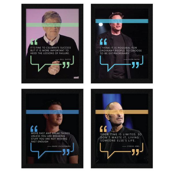 KRAYOG Inspirational Quote Wall Art Painting – Multicolor, Set of 4 | 10 x 13 Inches Each | 20 x 26 Inches Total Display Size | Model AXF00116-MOT