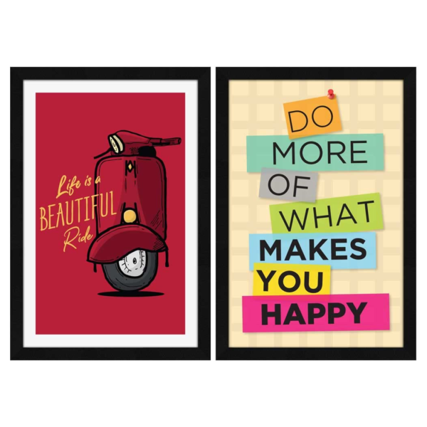 KRAYOG Large Motivational Quotes Framed Wall Art | Multicolor Inspirational Paintings | Set of 2 Wall Frames (12.5 x 18.5 Inches Each)
