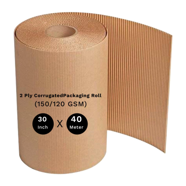 KRAYOG Blueprint 2-Ply Brown Corrugated Paper Packaging Roll (150/120 GSM), 30 Inch x 40 Meter – Extra-Long Heavy-Duty Protective Wrap for Packing, Shipping & Storage
