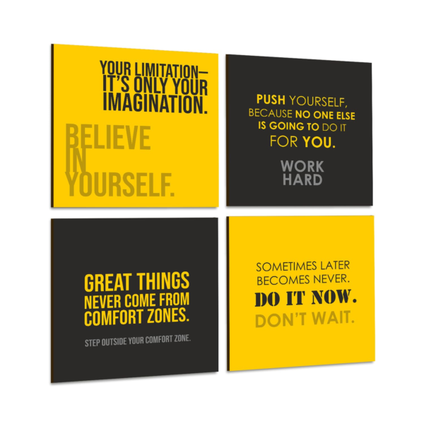 KRAYOG Motivational Framed Poster Set Of 4, 10 Inch x 10 Inch (J