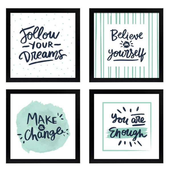 KRAYOG Motivational Quote Framed Posters | Inspirational Wall Frames for Office & Home Décor | Engineered Wood Quote Frames (9 x 9 Inches)