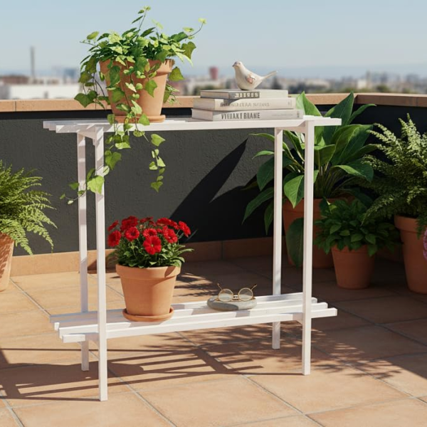 KRAYOG 2-Tier Metal Storage Shelf Stand for Home, Kitchen, Bathroom & Balcony | Multi-Utility Powder-Coated Iron Rack | Sturdy & Rust-Resistant Organizer (White, 90 × 24 × 78 cm) – Pack of 2