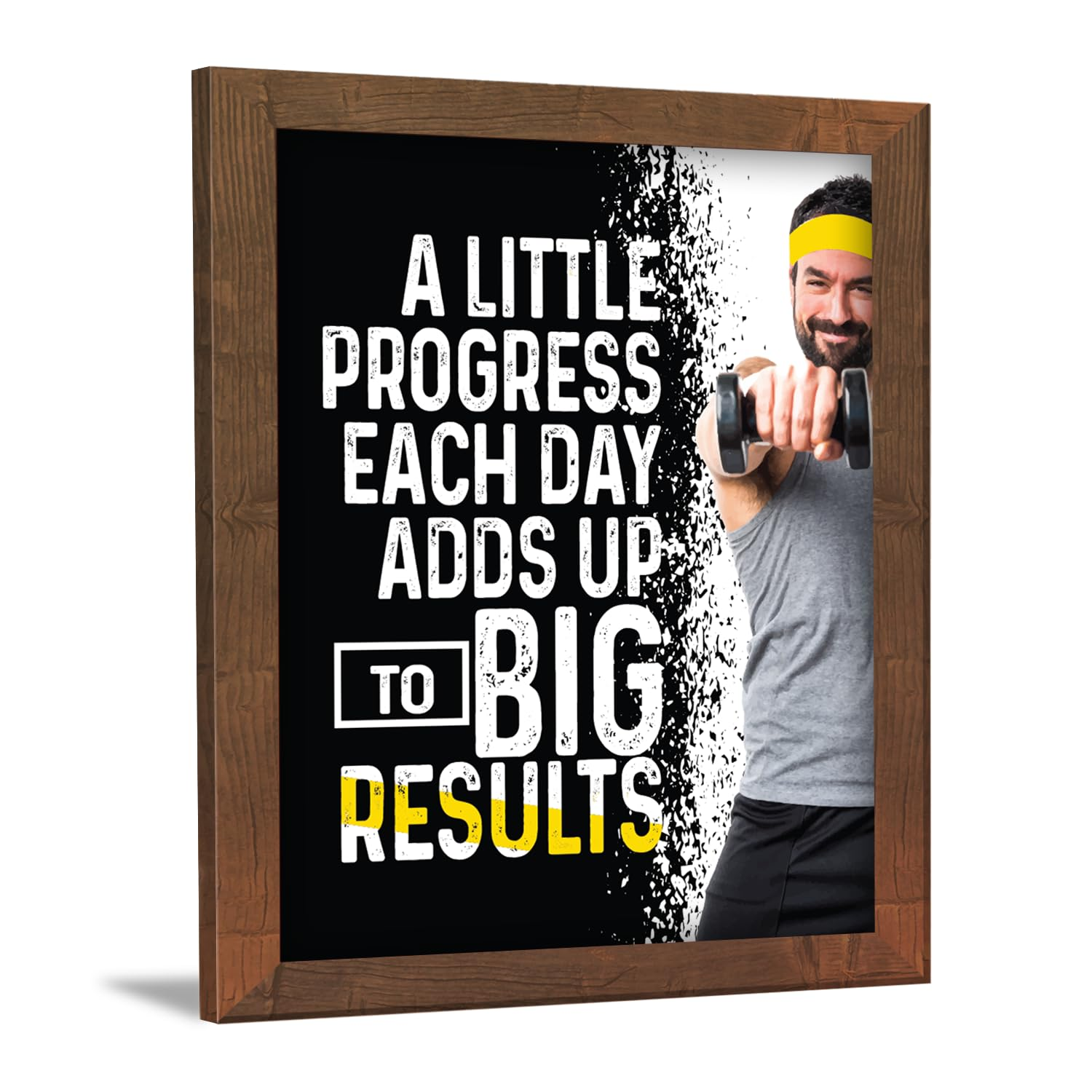 7103T1hXjPL._SL1500_ KRAYOG Gym Motivational Wall Frame – 9 x 13.5 Inch | Brown Frame with Acrylic | Fitness Quote Wall Art for Gym Room, Home & Office | Ready to Hang (Theme 15) - Image 1