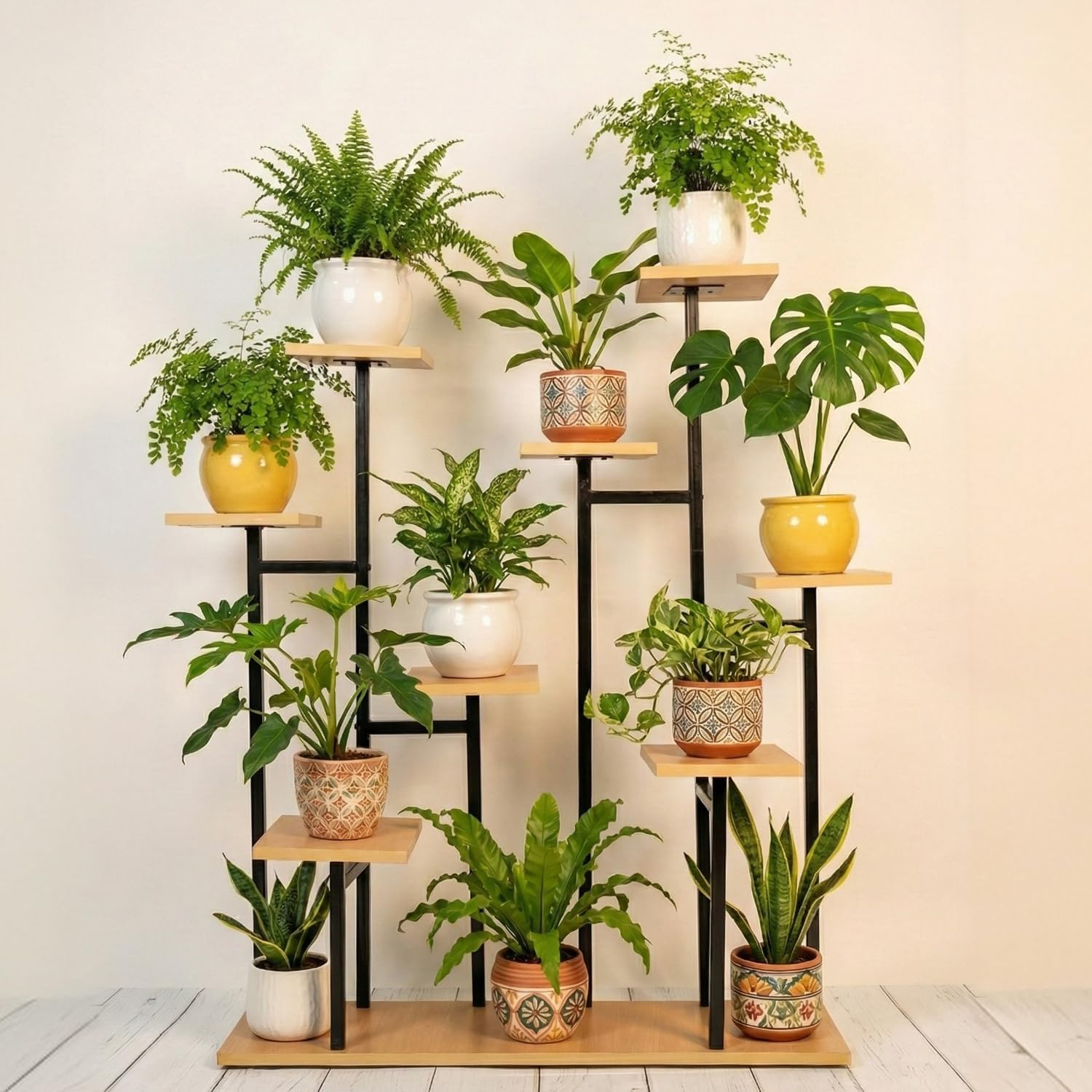 714hiRGUTGL._SL1500_ KRAYOG 8-Tier Vertical Wooden Plant Stand | Tall Indoor Flower Pot Holder | Multi-Level Wood Display Rack for Home, Living Room, Balcony & Garden | Pack of 1 - Image 1