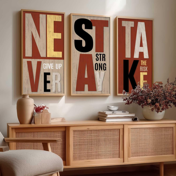 KRAYOG Motivational Quotes Wall Art for Office & Living Room Décor | Inspirational Framed Quote Posters | Wall Hanging Paintings Set of 3 (10x19 Inch, I)