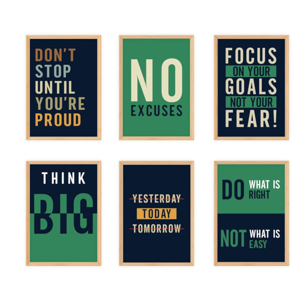 KRAYOG Set of 6 Inspirational Motivational Quotes Framed Wall Posters for Office, Living Room & Bedroom Décor | Stylish Quote Frames for Home Decoration & Gifting (Set 3, A4 – 10x13 Inch)