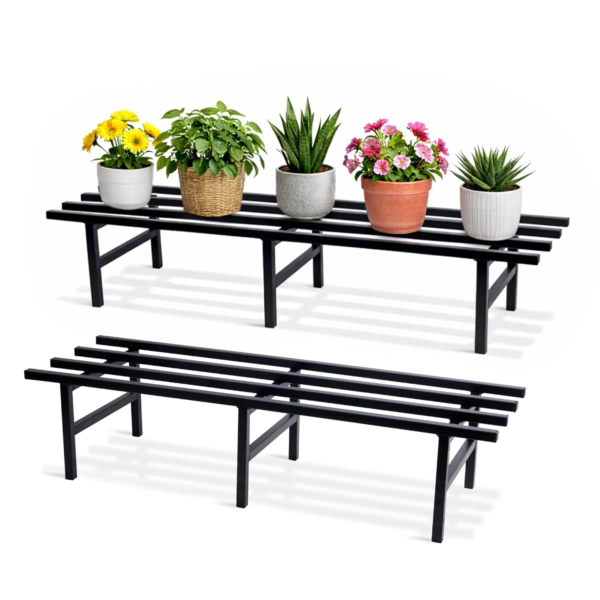 KRAYOG Metal Plant Pot Stand Set of 2 (76x24x18 cm) | Heavy-Duty Rust-Resistant Matte Powder-Coated Finish | Supports Up to 200 kg | Perfect for Large Plants, Balcony, Indoor & Outdoor Use