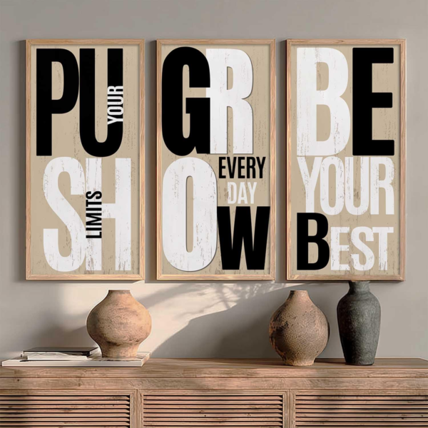 KRAYOG Motivational Wall Frames for Home & Office Décor | Inspirational Quotes Wall Art with Frames | Ready-to-Hang Quote Posters | Set of 3 (10x19 Inch, Design D)