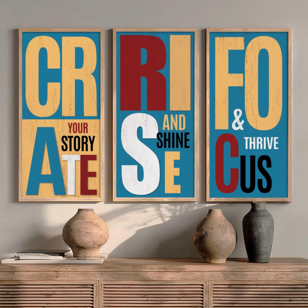 KRAYOG Inspirational Quotes Framed Wall Art Set | Motivational Poster Paintings with Frames | Decorative Wall Hangings for Office, Living Room & Bedroom | Set of 3 (10x19 Inch, F)